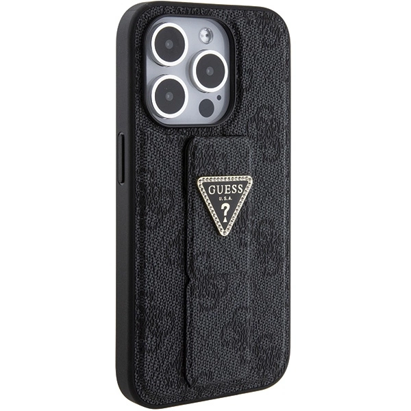 Guess Grip Stand 4G Triangle Strass case for iPhone 15 Pro Max - blackeng