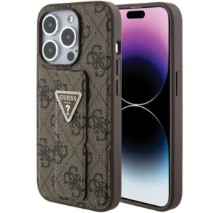 Guess Grip Stand 4G Triangle Strass case for iPhone 15 Pro Max - browneng