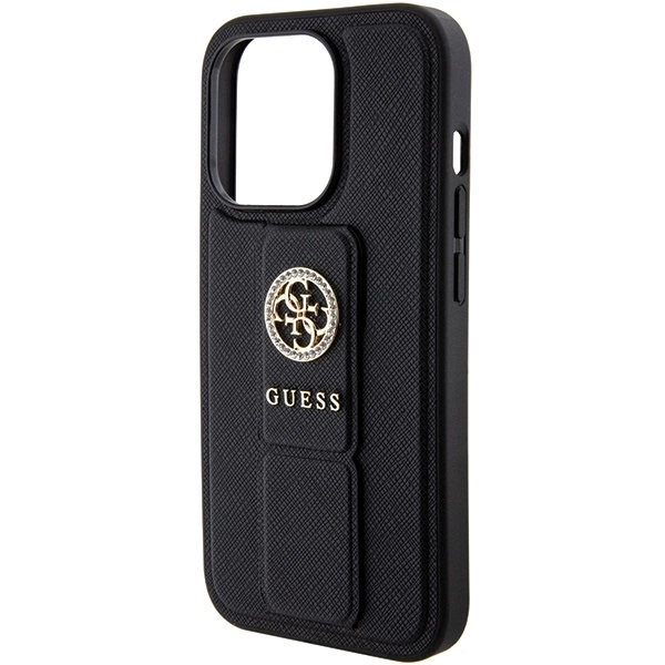 Guess Grip Stand 4G Saffiano Strass case for iPhone 15 Pro Max - blackeng