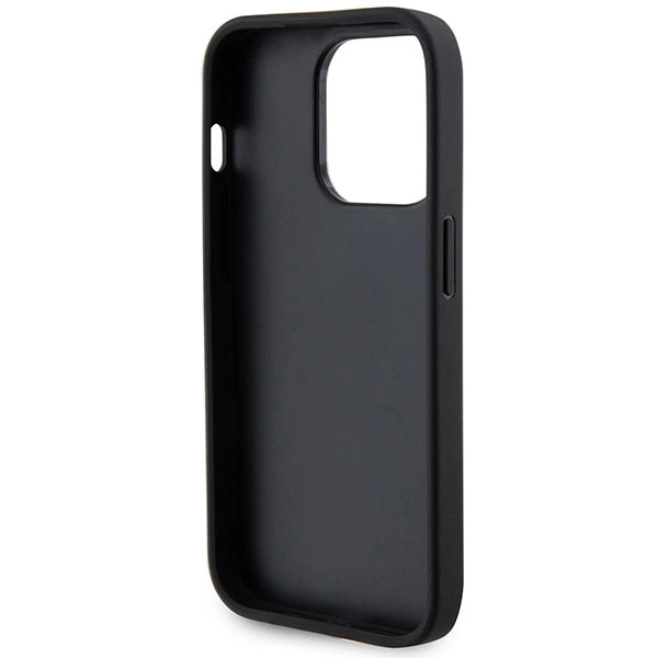 Guess Leather Perforated 4G Glitter Logo Case for iPhone 15 Pro Max - Blackeng