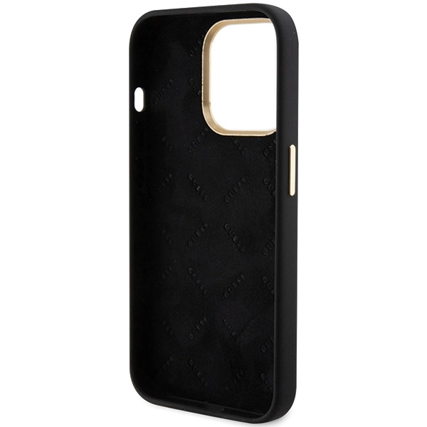 Guess Silicone Script Metal Logo & Frame iPhone 15 Pro Max Case - Blackeng