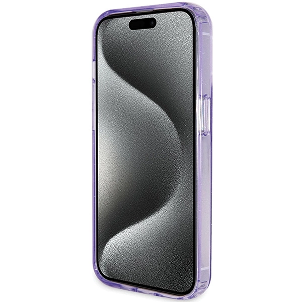 Guess Ring Stand Script Glitter MagSafe case for iPhone 15 Pro Max - purpleeng