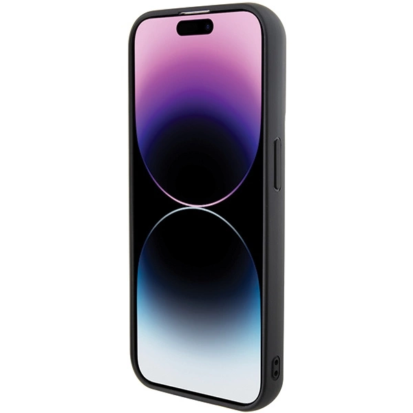 Karl Lagerfeld Gripstand Saffiano Karl&Choupette Pins case for iPhone 15 Pro - blackeng