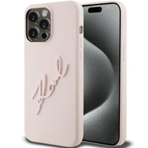 Karl Lagerfeld Silicone Karl Script case for iPhone 15 Pro - pinkeng