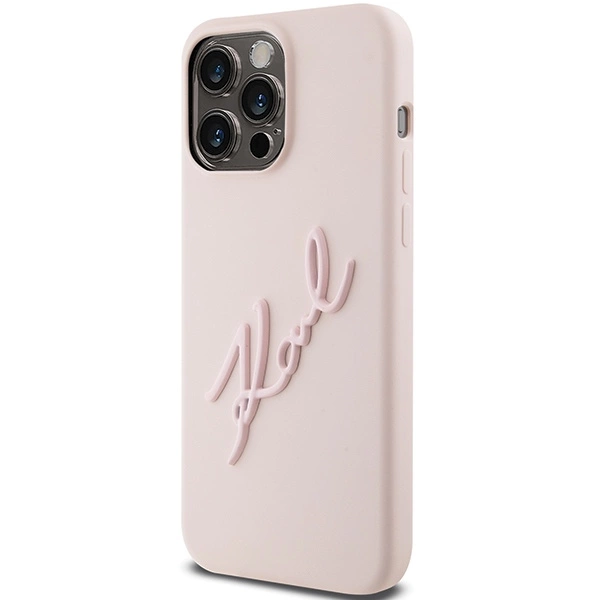 Karl Lagerfeld Silicone Karl Script case for iPhone 15 Pro - pinkeng