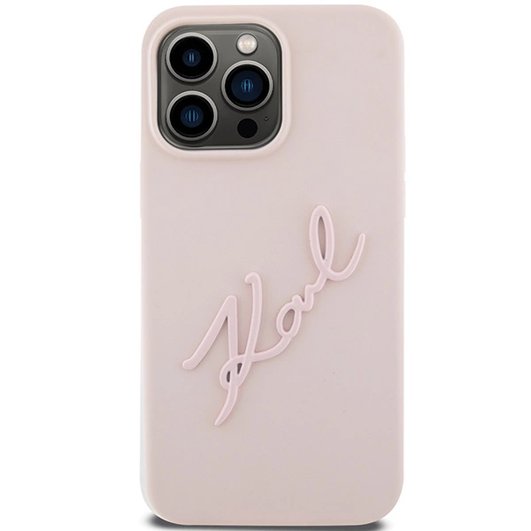 Karl Lagerfeld Silicone Karl Script case for iPhone 15 Pro - pinkeng