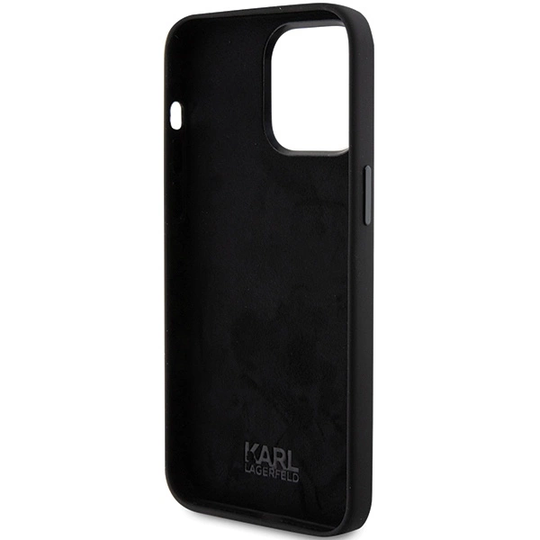 Karl Lagerfeld Silicone Choupette Metal Pin case for iPhone 15 Pro - blackeng
