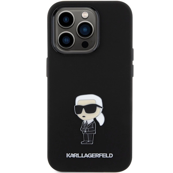 Karl Lagerfeld Silicone Ikonik Metal Pin case for iPhone 15 Pro - blackeng