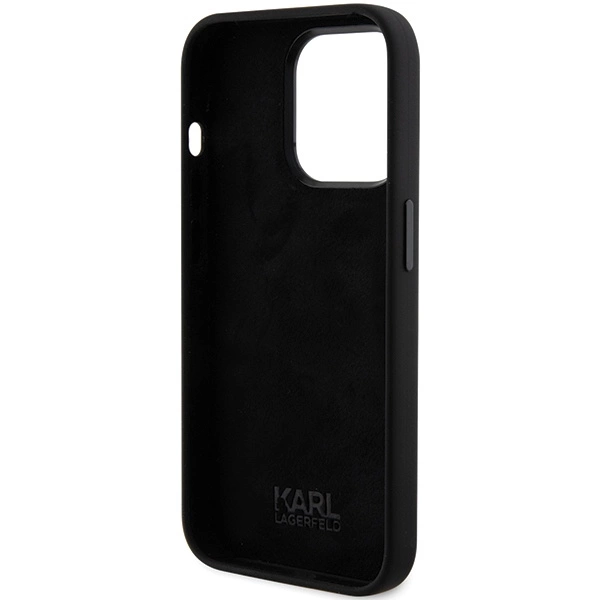 Karl Lagerfeld Silicone Ikonik Metal Pin case for iPhone 15 Pro - blackeng