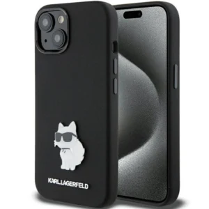 Karl Lagerfeld Silicone Choupette Metal Pin case for iPhone 15 Plus / 14 Plus - blackeng
