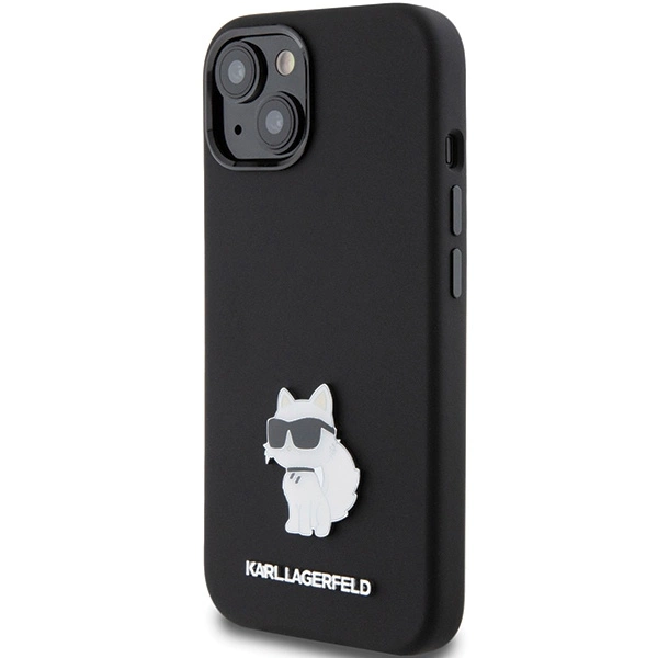 Karl Lagerfeld Silicone Choupette Metal Pin case for iPhone 15 Plus / 14 Plus - blackeng
