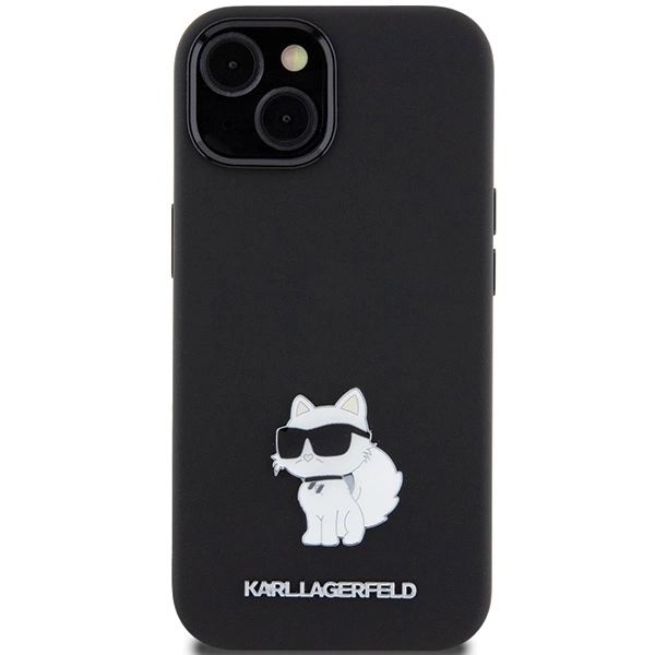 Karl Lagerfeld Silicone Choupette Metal Pin case for iPhone 15 Plus / 14 Plus - blackeng