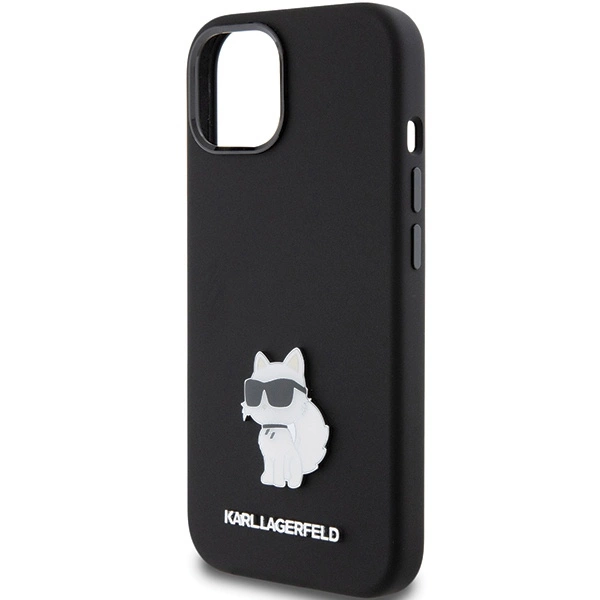 Karl Lagerfeld Silicone Choupette Metal Pin case for iPhone 15 Plus / 14 Plus - blackeng