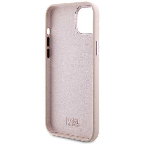Karl Lagerfeld Silicone Choupette Metal Pin Case for iPhone 15 Plus / 14 Plus - Pinkeng