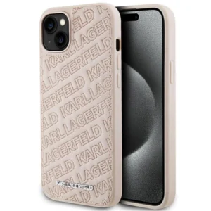 Karl Lagerfeld Quilted K Pattern case for iPhone 15 - pinkeng