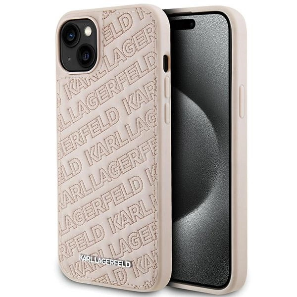 Karl Lagerfeld Quilted K Pattern case for iPhone 15 - pinkeng