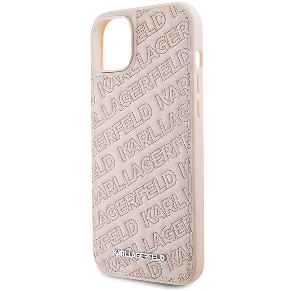 Karl Lagerfeld Quilted K Pattern case for iPhone 15 - pinkeng