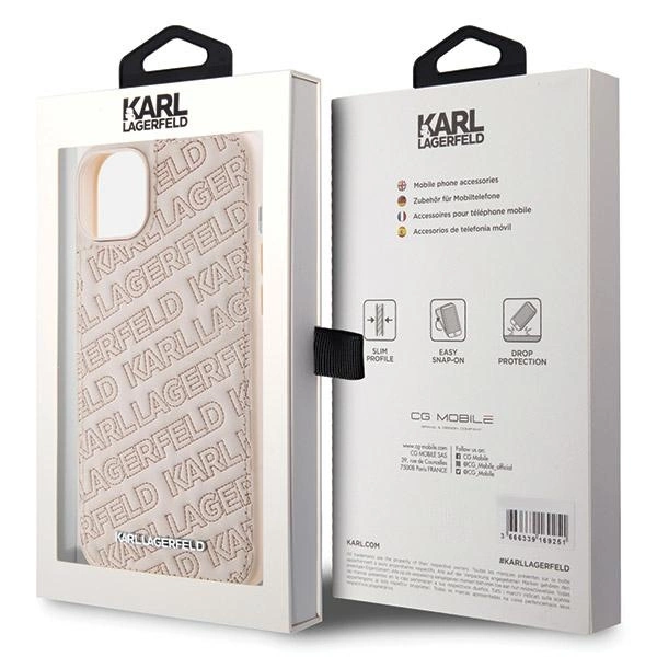 Karl Lagerfeld Quilted K Pattern case for iPhone 15 - pinkeng