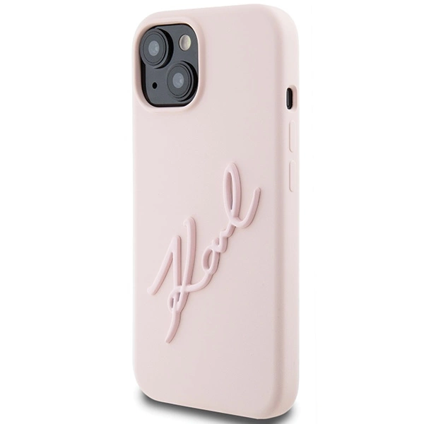 Karl Lagerfeld Silicone Karl Script case for iPhone 15 - pinkeng