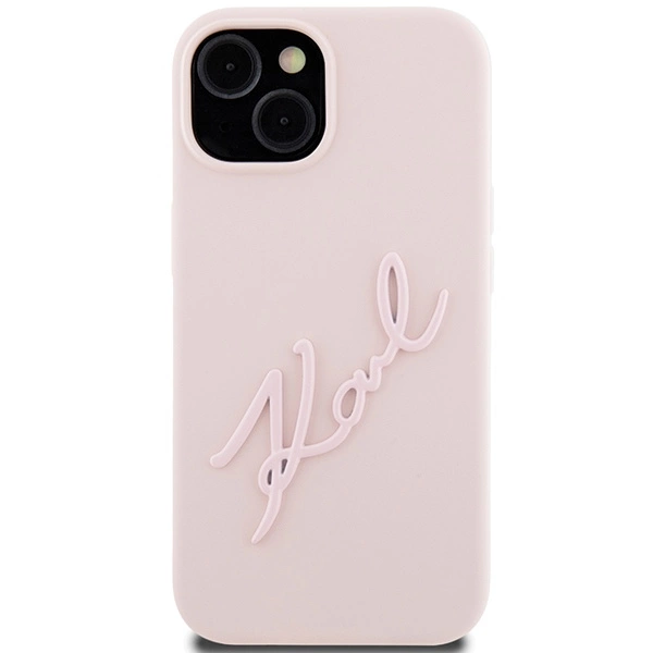 Karl Lagerfeld Silicone Karl Script case for iPhone 15 - pinkeng