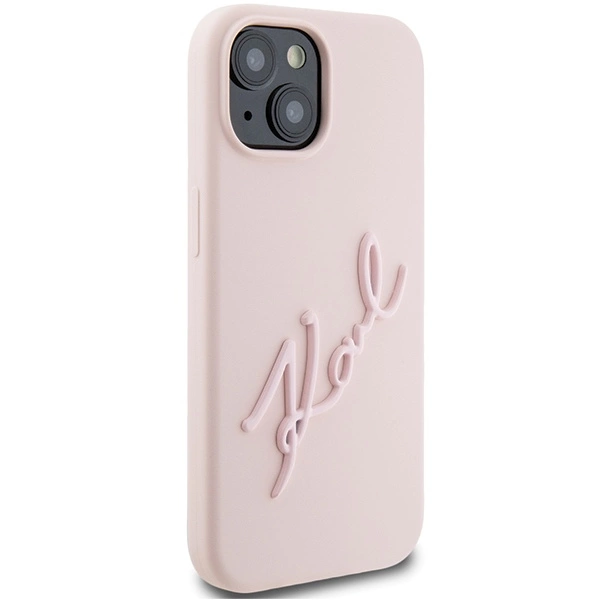 Karl Lagerfeld Silicone Karl Script case for iPhone 15 - pinkeng