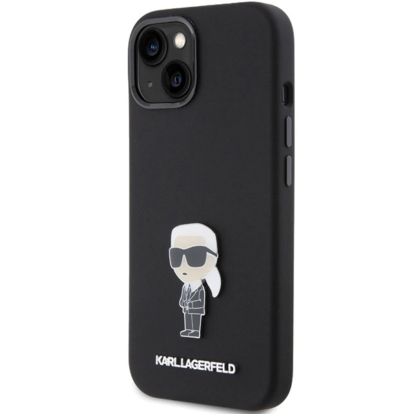 Karl Lagerfeld Silicone Ikonik Metal Pin case for iPhone 15 - blackeng