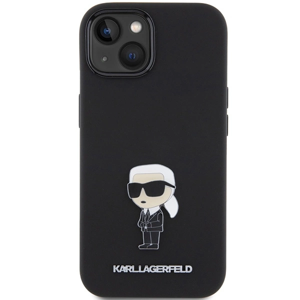 Karl Lagerfeld Silicone Ikonik Metal Pin case for iPhone 15 - blackeng