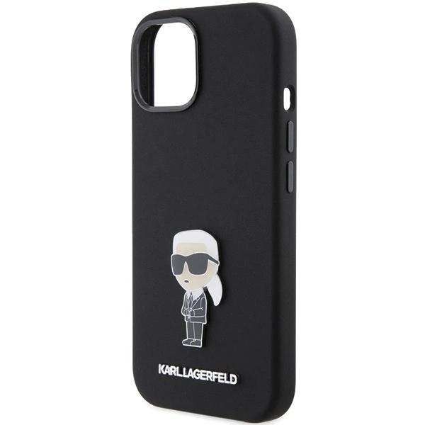 Karl Lagerfeld Silicone Ikonik Metal Pin case for iPhone 15 - blackeng