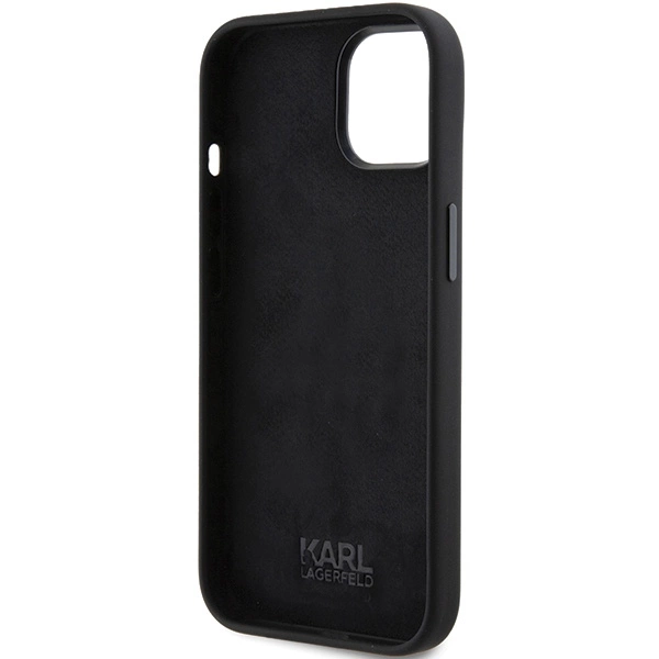 Karl Lagerfeld Silicone Ikonik Metal Pin case for iPhone 15 - blackeng