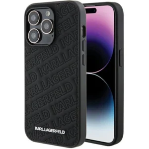 Karl Lagerfeld Quilted K Pattern case for iPhone 15 Pro Max - blackeng