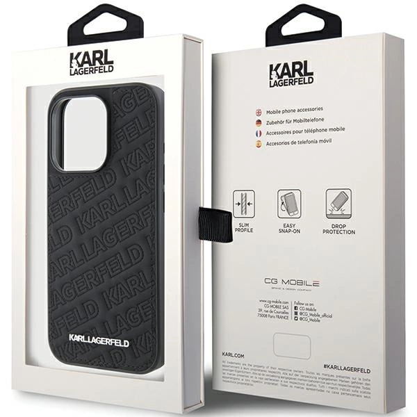 Karl Lagerfeld Quilted K Pattern case for iPhone 15 Pro Max - blackeng