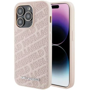 Karl Lagerfeld Quilted K Pattern case for iPhone 15 Pro Max - pinkeng