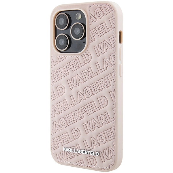 Karl Lagerfeld Quilted K Pattern case for iPhone 15 Pro Max - pinkeng