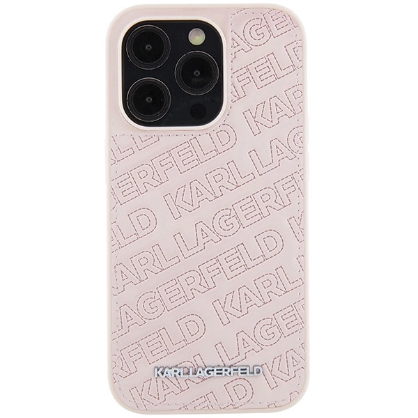 Karl Lagerfeld Quilted K Pattern case for iPhone 15 Pro Max - pinkeng