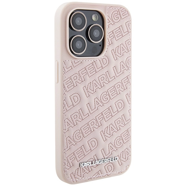 Karl Lagerfeld Quilted K Pattern case for iPhone 15 Pro Max - pinkeng