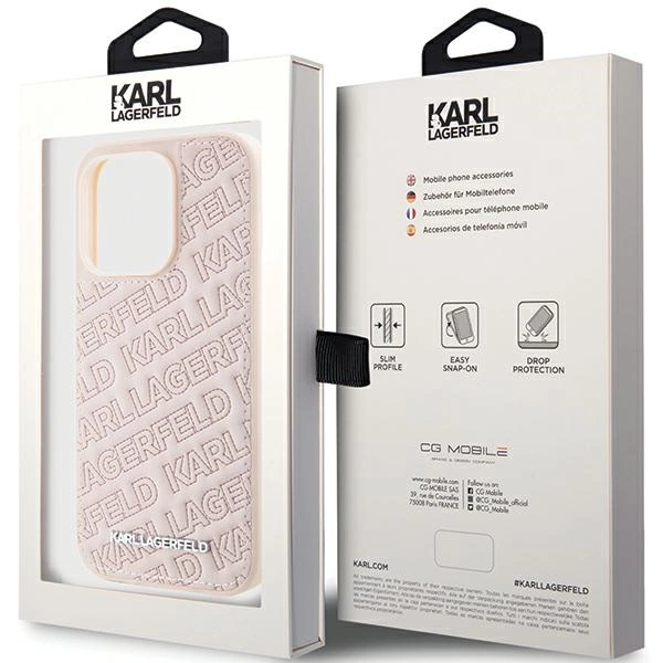 Karl Lagerfeld Quilted K Pattern case for iPhone 15 Pro Max - pinkeng