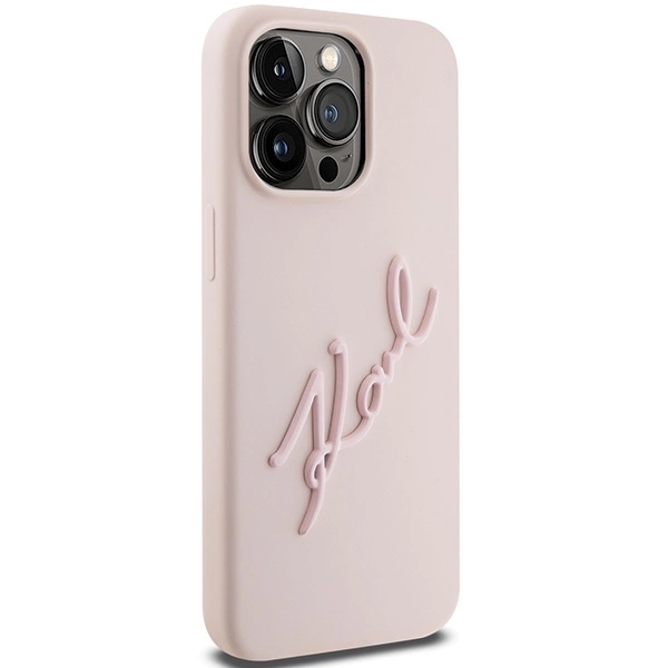 Karl Lagerfeld Silicone Karl Script case for iPhone 15 Pro Max - pinkeng