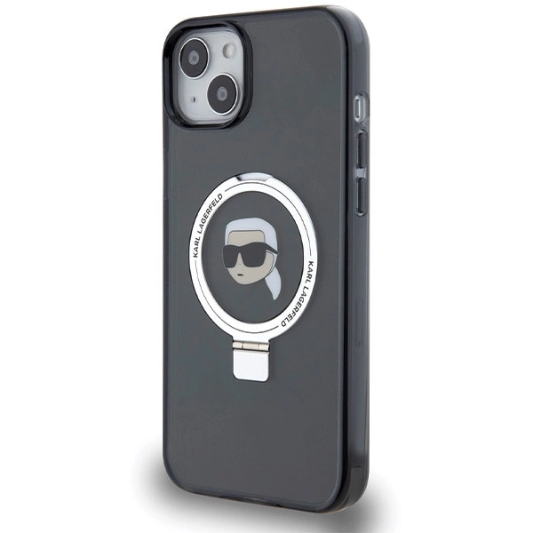 Karl Lagerfeld Ring Stand Karl Head MagSafe Case for iPhone 15 Plus / 14 Plus - Blackeng
