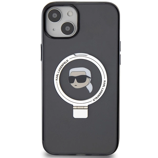 Karl Lagerfeld Ring Stand Karl Head MagSafe Case for iPhone 15 Plus / 14 Plus - Blackeng