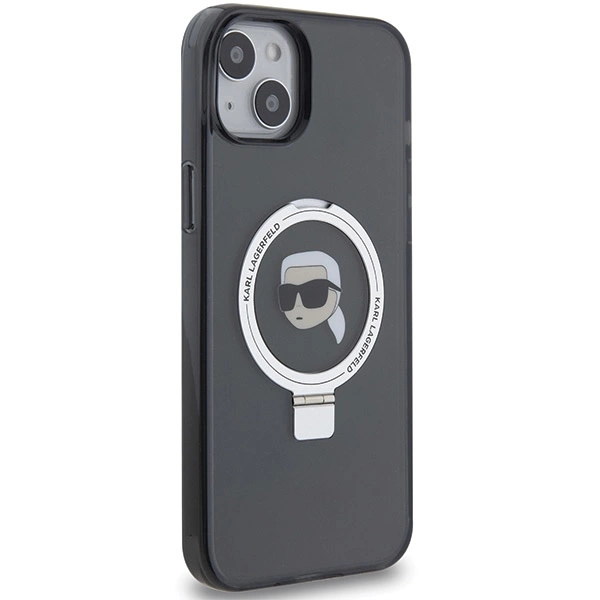 Karl Lagerfeld Ring Stand Karl Head MagSafe Case for iPhone 15 Plus / 14 Plus - Blackeng