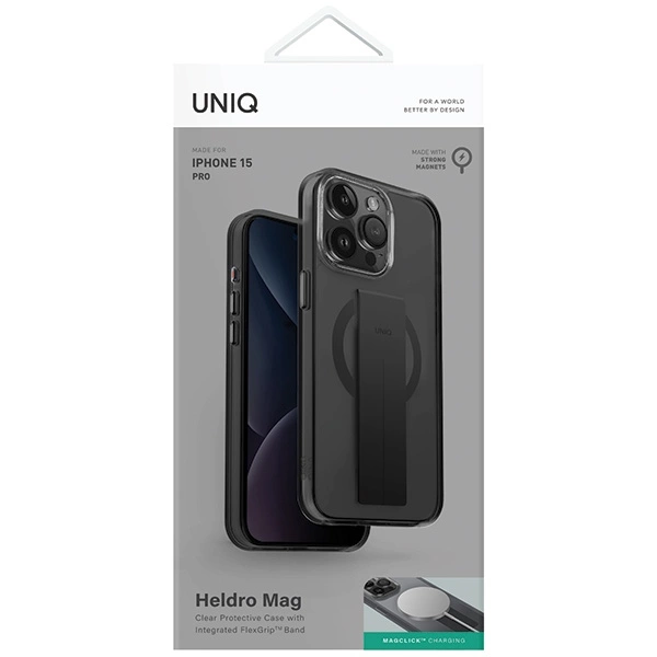 Uniq Heldro Mag Magclick Charging case for iPhone 15 Pro - blackeng