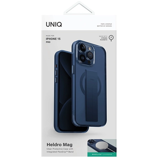 Uniq Heldro Mag Magclick Charging case for iPhone 15 Pro - blueeng