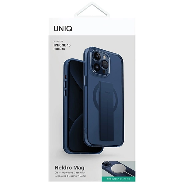 Uniq Heldro Mag Magclick Charging case for iPhone 15 Pro Max - blueeng