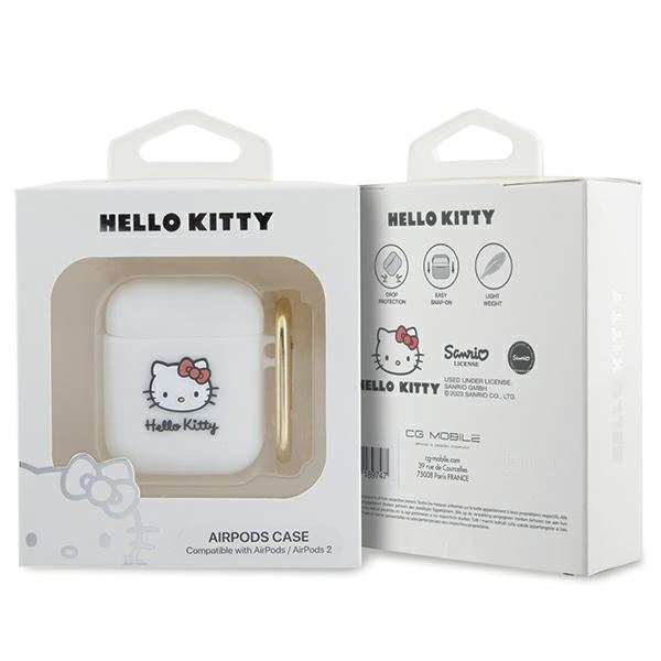 Hello Kitty Silicone 3D Kitty Head case for AirPods 1/2 - whiteeng