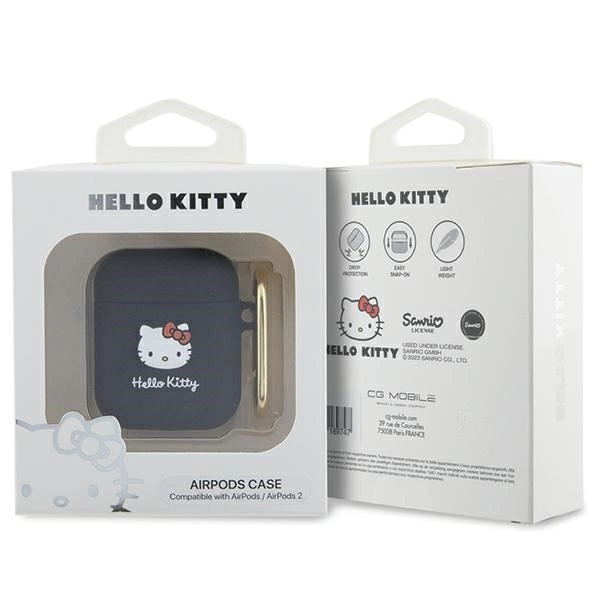 Hello Kitty Silicone 3D Kitty Head case for AirPods 1/2 - blackeng