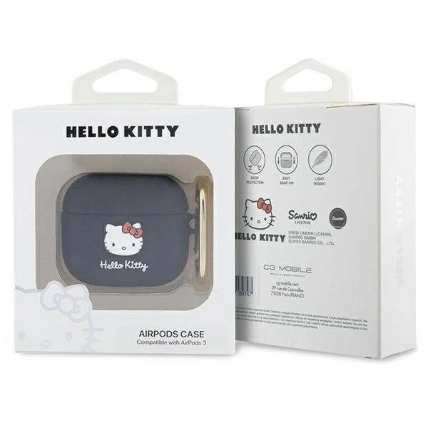 Hello Kitty Silicone 3D Kitty Head case for AirPods 3 - blackeng