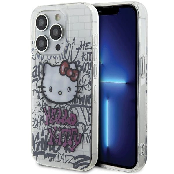 Hello Kitty IML Kitty On Bricks Graffiti case for iPhone 14 Pro - whiteeng