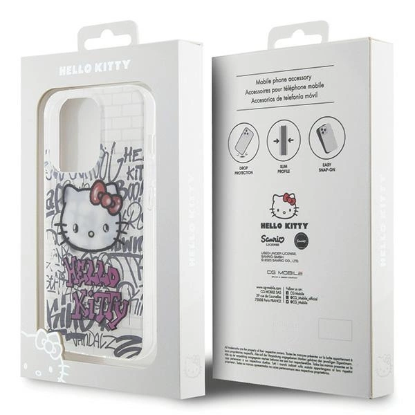 Hello Kitty IML Kitty On Bricks Graffiti case for iPhone 14 Pro - whiteeng