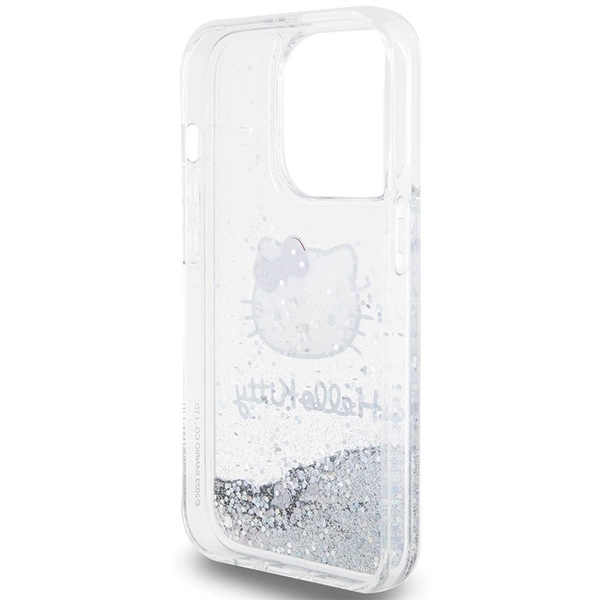 Hello Kitty Liquid Glitter Charms Kitty Head case for iPhone 14 Pro - silvereng