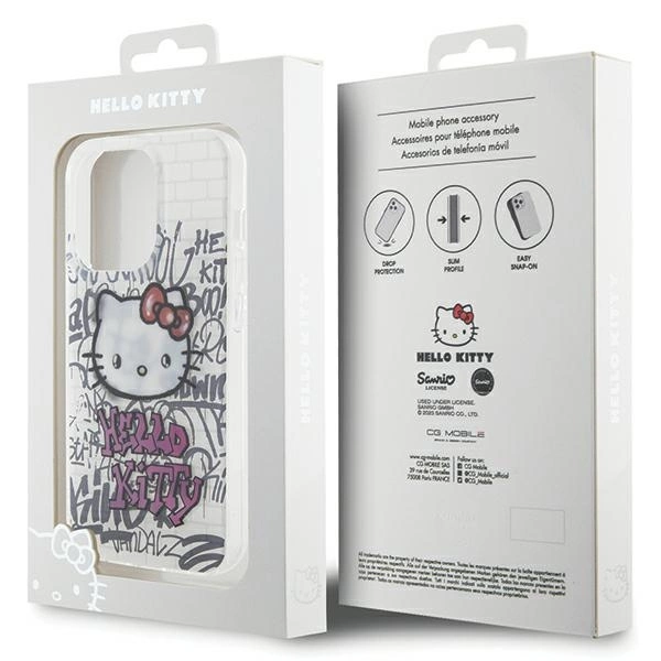 Hello Kitty IML Kitty On Bricks Graffiti case for iPhone 14 Pro Max - whiteeng